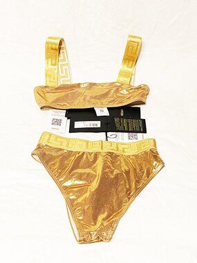 ✨ VERSACE GRECA BORDER METALLIC GOLD TWO-PIECE BIKINI ✨